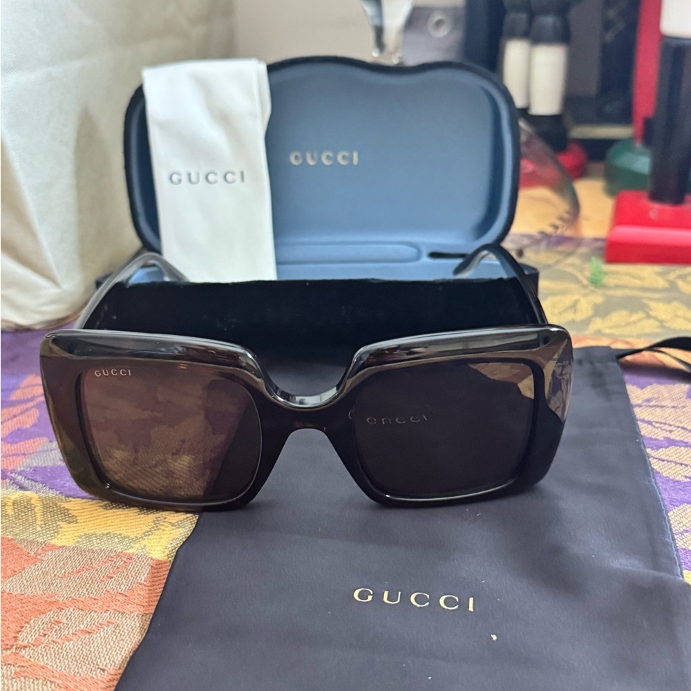 Gucci Dark Brown Women's Sunglasses